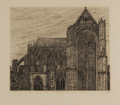 31040 Gezicht op het koor en de zuidgevel van het zuidertransept van de Domkerk (Domplein) te Utrecht uit het zuiden, ...